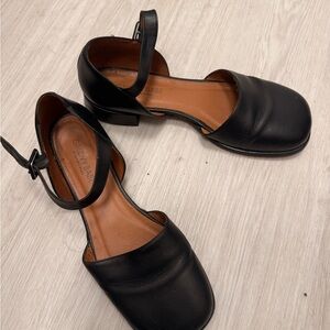 Black Leather Flats by